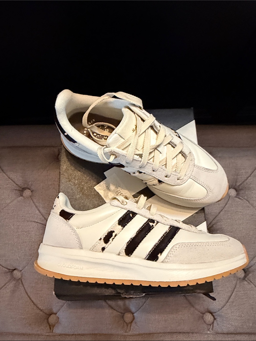 adidas Originals Women's White Sneakers with Black Stripe Accents